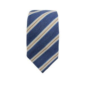 Peter Elliot Mens Silk Blend Striped Skinny Necktie Blue Multi Colored